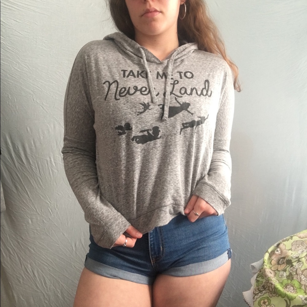 Take me to neverland grey graphic hoodie shirt